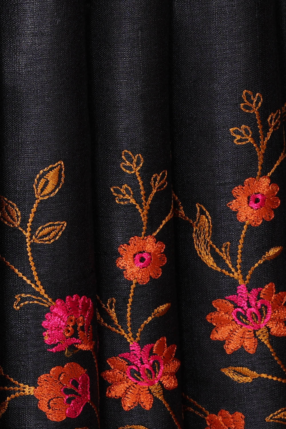 Image of Tussar Silk Black Embroidered Saree